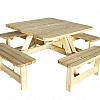 Picknicktafel Vierkant, 40 mm dik, bladmaat 115x115 cm, groen geïmpregneerd