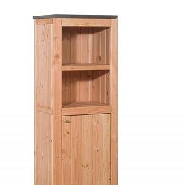 Buitenkeuken enkel 168 Excellent, 168x61,5x56cm (HxBxD) met 3 schappen en deuren, onbehandeld.