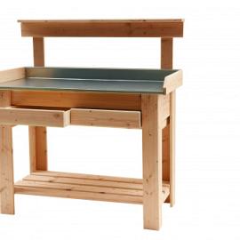 Tuinwerktafel douglas met zinken blad, 109x85x48 cm
