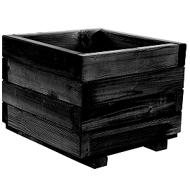 Bloembak vierkant 32x40x40cm, geïmpregneerd en zwart gedompeld