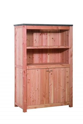 Buitenkeuken dubbel 168 Excellent, 168x109x56cm (HxBxD) met 3 schappen en deuren, onbehandeld.