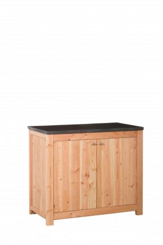 Buitenkeuken dubbel 90 Excellent, 90x109x56cm (HxBxD) met schap en deuren, onbehandeld.