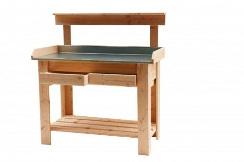 Tuinwerktafel douglas met zinken blad, 109x85x48 cm