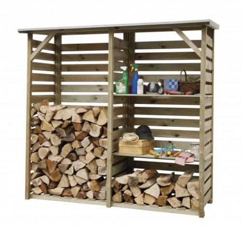 Haardhoutberging Twin 176x190x60 cm (HxBxD), groen geïmpregneerd