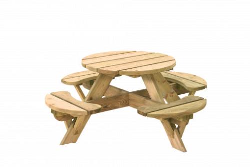 Kinderpicknicktafel rond Jimmy, doorsnede blad 63 cm, groen geïmpregneerd