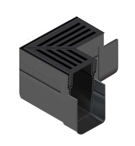 ACO SlimLine hoekstuk incl. zwart rooster