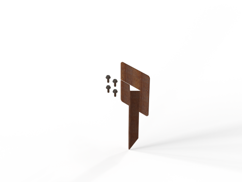 Koppelspies corten tbv kantopsluiting 10cm   incl. 4 zelftappers